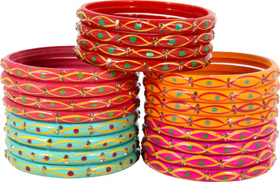 ZULKA Glass Zircon Bangle Set(Pack of 20)
