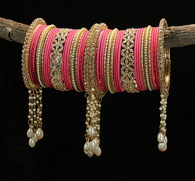 Rijoli Metal Zircon Gold-plated Bangle Set(Pack of 42)