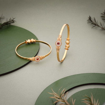 Divastri Brass Diamond Gold-plated Bangle(Pack of 2)