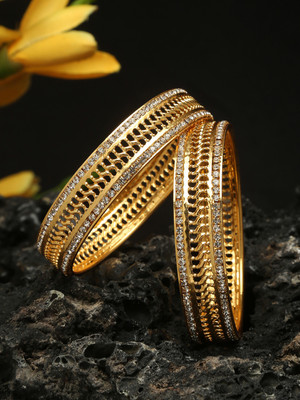 Shining Diva Alloy Crystal Gold-plated Bangle(Pack of 2)
