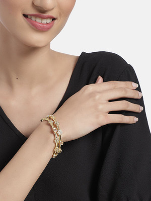 ANOUK Brass Diamond Gold-plated Bangle Set(Pack of 2)