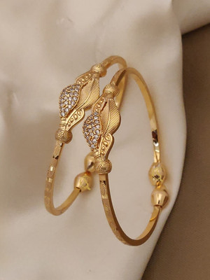 Khushi Fashion Alloy Cubic Zirconia Gold-plated Bracelet Set(Pack of 2)