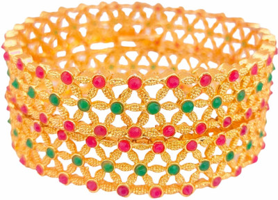 V FASHION JEWELLERY Alloy Gold-plated Bangle Set(Pack of 2)
