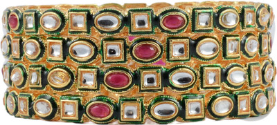 SHARYY Brass Crystal Gold-plated Bangle Set(Pack of 4)