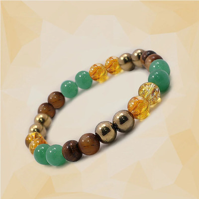 brijom Pyrite, Green Aventurine, Tiger's Eye, Citrine Crystal Bracelet