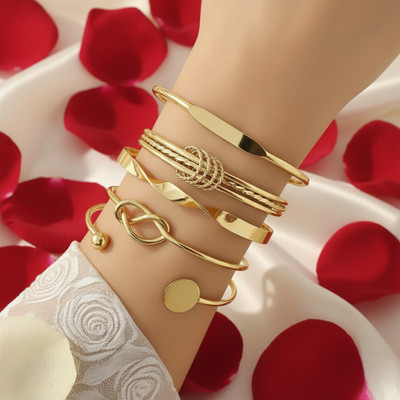 Zaphariq Alloy Gold-plated Bracelet Set(Pack of 4)