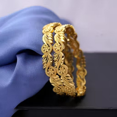 brado jewellery Brass Diamond Gold-plated Bangle Set(Pack of 2)