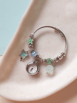 OCTAGON HUB Brass, Alloy, Stainless Steel Beads, Pearl, Cubic Zirconia Silver Charm Bracelet