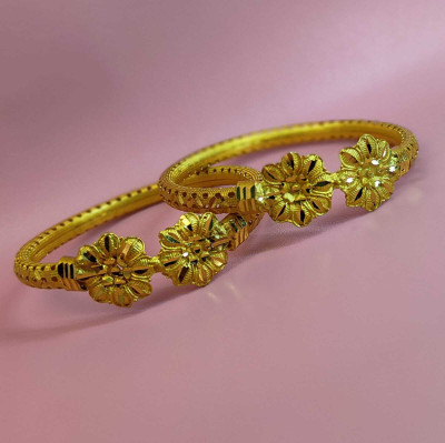 maa sitala store Brass Gold-plated Bangle Set(Pack of 2)