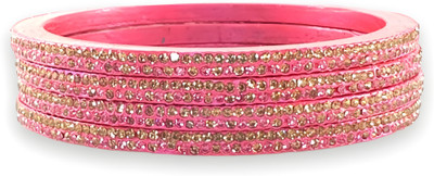 Praavya Lac Cubic Zirconia Rhodium Bangle Set(Pack of 4)