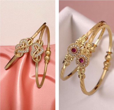 Hetshree Brass Diamond Gold-plated Bangle Set(Pack of 4)
