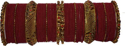 OJHA Alloy Beads, Zircon Gold-plated Bangle Set(Pack of 10)