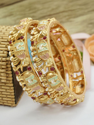 Panini Jewels Alloy Ruby Gold-plated Kada(Pack of 2)