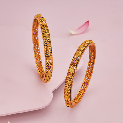 Kushal's Fashion Jewellery Copper Gold-plated Bangle