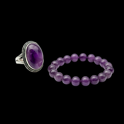 UNIQUESCRYSTAL Amethyst Ring Bracelet
