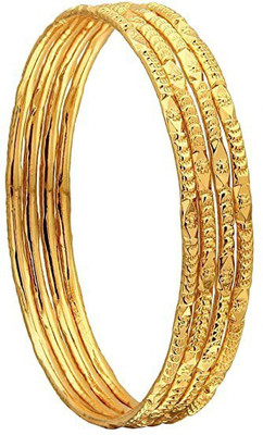 AFJ GOLD Copper Gold-plated Bangle Set(Pack of 4)