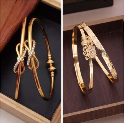 ANOUK Brass Diamond Gold-plated Bangle Set(Pack of 3)