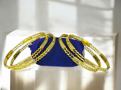 MSN Alloy Cubic Zirconia Gold-plated Bangle Set(Pack of 4)