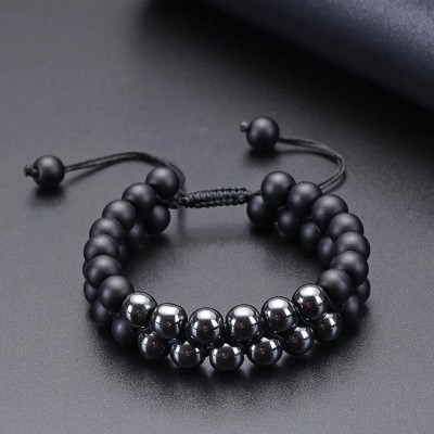 Roadster Metal, Alloy, Stainless Steel Beads, Crystal Black Silver Bracelet Set