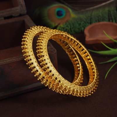 SGA FASHION Alloy Beads Gold-plated Bangle Set(Pack of 2)