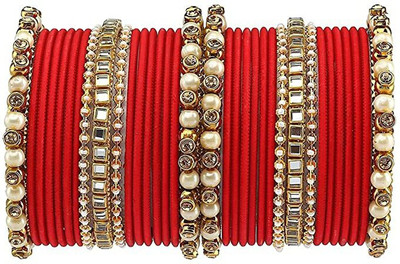 DONERIA Metal Pearl Bangle Set(Pack of 34)