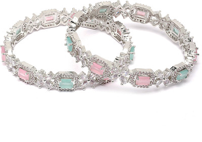 AyanAarsh Brass Cubic Zirconia Sterling Silver Bangle Set(Pack of 2)