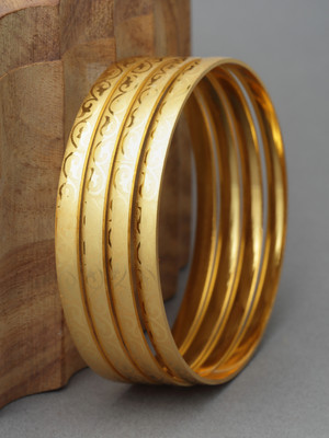 ZENEME Brass Gold-plated Bangle Set(Pack of 4)