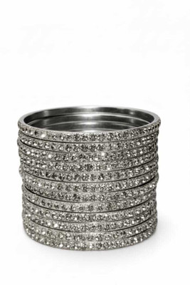 Suhana collection Alloy Cubic Zirconia Silver Coated Bangle Set(Pack of 12)