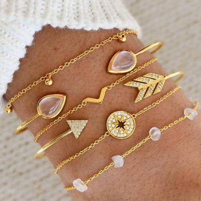 Vembley Alloy Gold-plated Bracelet Set(Pack of 6)