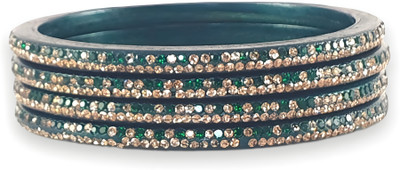 Praavya Lac Cubic Zirconia Rhodium Bangle Set(Pack of 4)