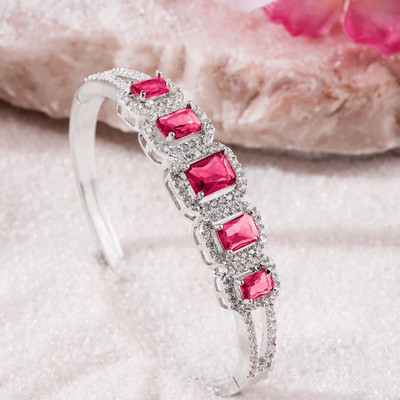 Manikya Brass Cubic Zirconia Rhodium Cuff