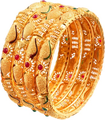 Shree krishna textile Alloy Cubic Zirconia Gold-plated Bangle Set(Pack of 4)