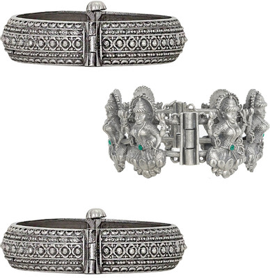 Teejh Alloy Silver Armlet Set(Pack of 3)