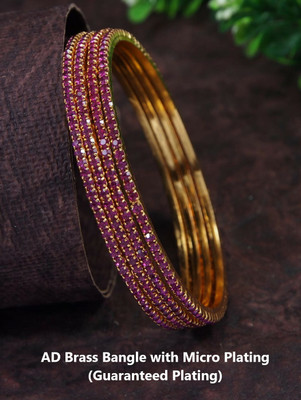 Atulya Brass Cubic Zirconia Gold-plated Bangle Set(Pack of 4)