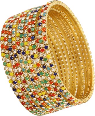 Shining Diva Metal Crystal Gold-plated Bangle(Pack of 12)