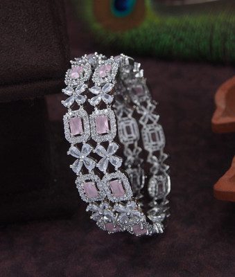 AyanAarsh Alloy Cubic Zirconia Rhodium Kada(Pack of 2)