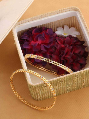 DIMIKI Copper Pearl Gold-plated Bangle Set(Pack of 2)