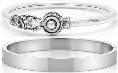 IKONKARR Silver, Sterling Silver, Stainless Steel Bracelet(Pack of 2)
