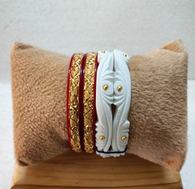 Purabi Shell Gold-plated Shakha Pola(Pack of 4)