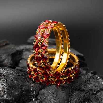 Mamon Creations Alloy Gold-plated Bangle Set(Pack of 4)