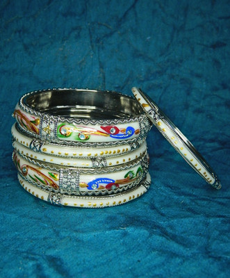 FOMMOO Brass Silver Coated Bangle Set(Pack of 6)