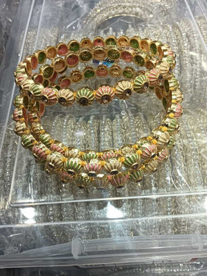 TMF STORE Alloy Beads Gold-plated Bangle Set(Pack of 4)