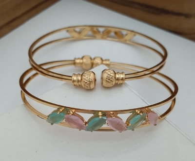 Rohit Fashion Brass Agate Gold-plated Bangle Set(Pack of 2)