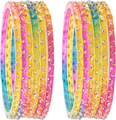STYOLLO Glass Beads, Crystal, Zircon Bangle Set(Pack of 12)
