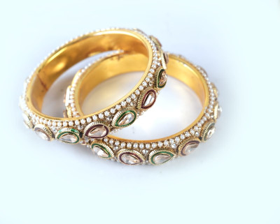 CG enterprises Alloy Beads Gold-plated Bangle Set(Pack of 2)