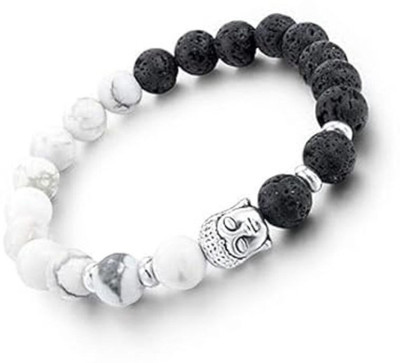 GemVastu Howlite, Crystal, Lava Beads Charm Bracelet