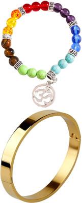 PIXFLIX Brass, Metal, Copper, Glass, Alloy, Steel, Stainless Steel Charm Bracelet(Pack of 2)