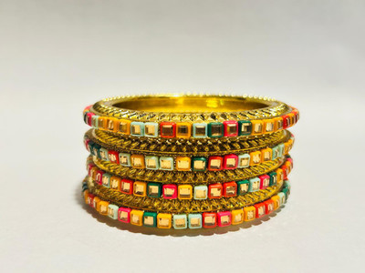AnjaliCosmetics Metal Gold-plated Bangle Set(Pack of 4)