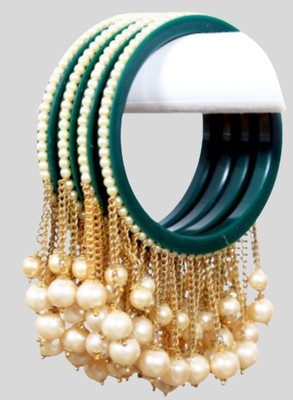 Zindura Crystal, Alloy Pearl Gold-plated Bangle Set(Pack of 4)