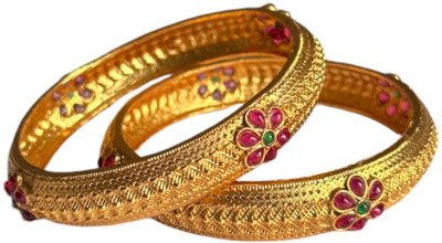 ACCESSHER Brass Gold-plated Bangle Set(Pack of 2)